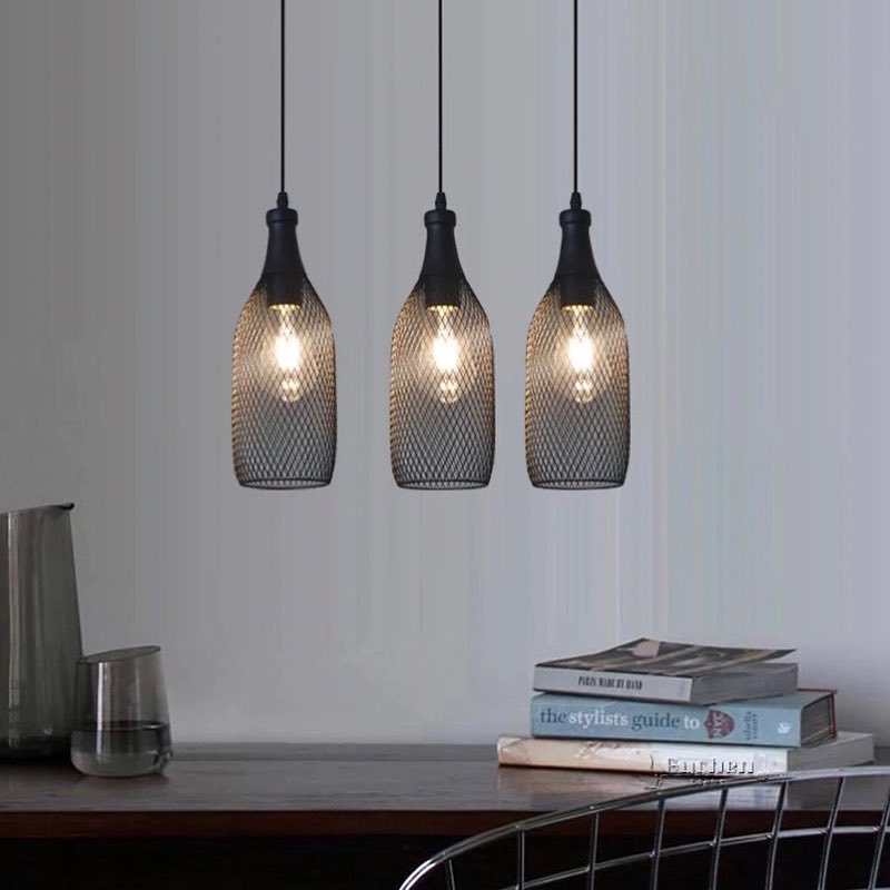 Modern Pendant Light with Mesh Cage Design