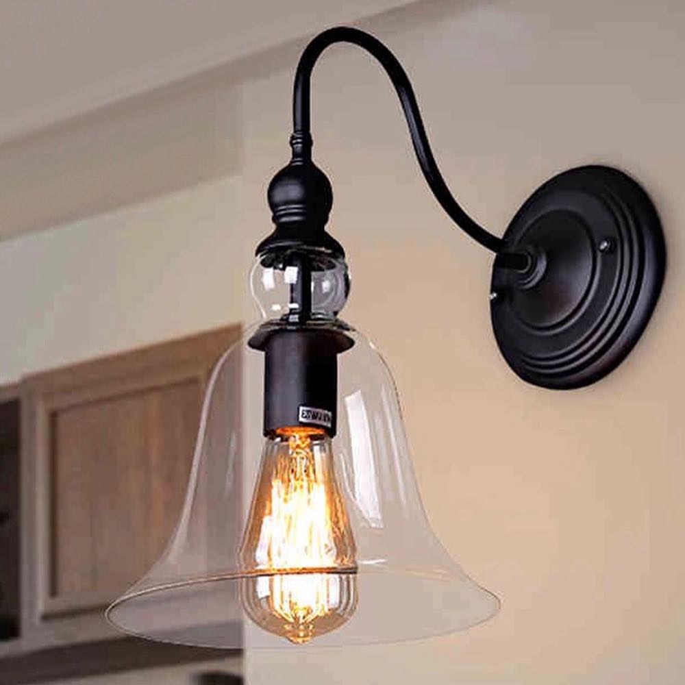 Vintage Wall Light with Glass Bell Shade