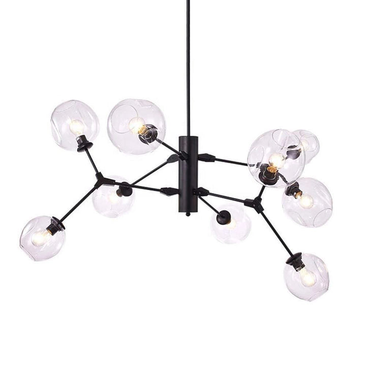 Modern Chandelier with Black Frame and Smoky Glass Globes