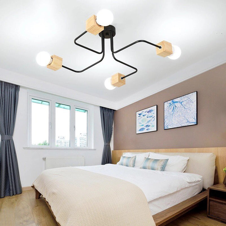 Modern Ceiling Light with Wooden Accents