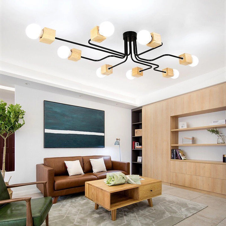 Modern Ceiling Light with Wooden Accents