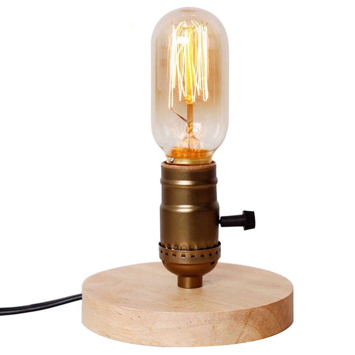 Vintage Table Lamp with Wooden Base