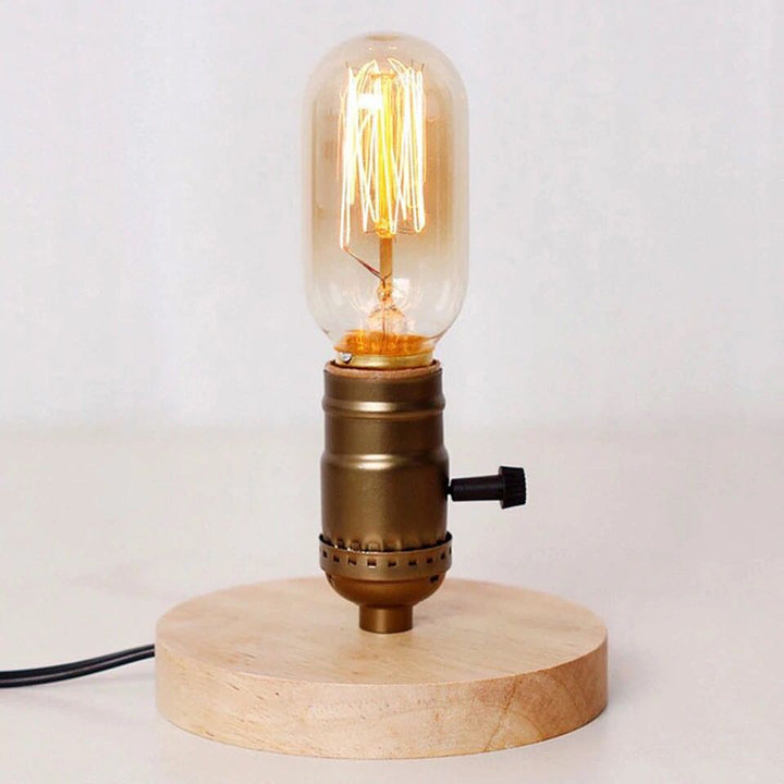 Vintage Table Lamp with Wooden Base