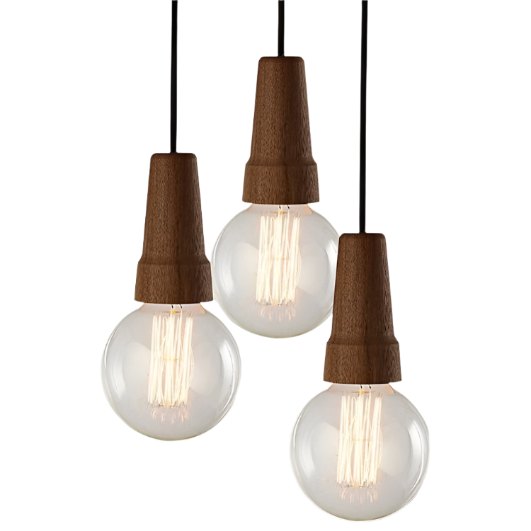 Modern Pendant Light with Wooden Top