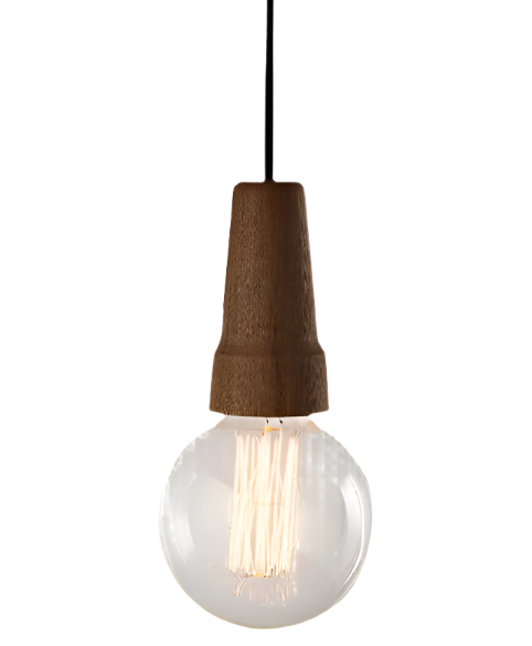 Modern Pendant Light with Wooden Top