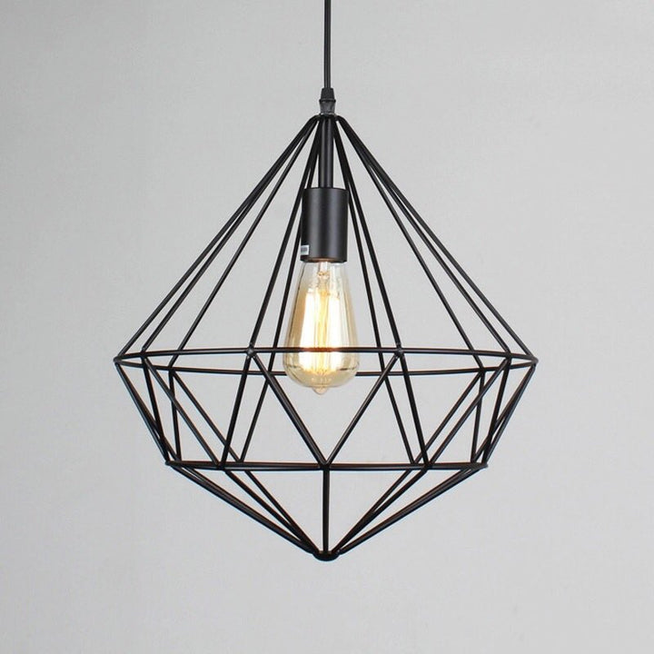 Geometric Pendant Light with Black Metal Frame