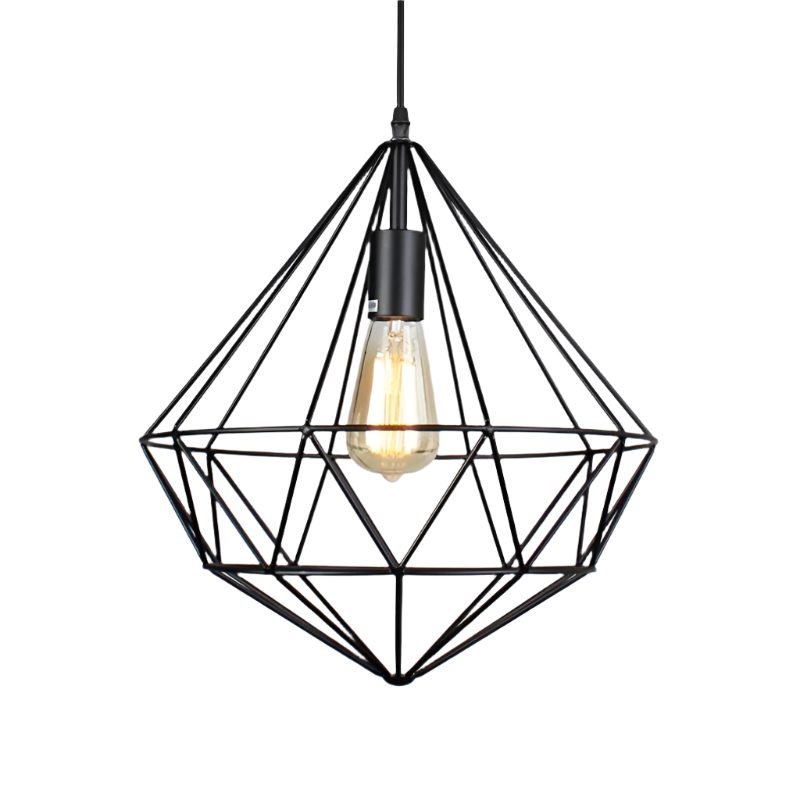 Geometric Pendant Light with Black Metal Frame