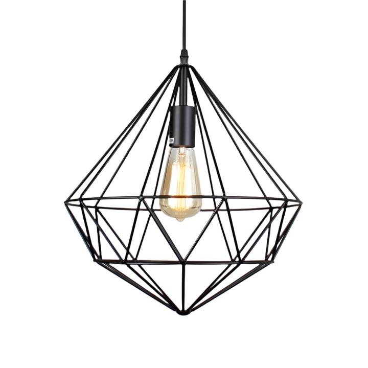 Geometric Pendant Light with Black Metal Frame