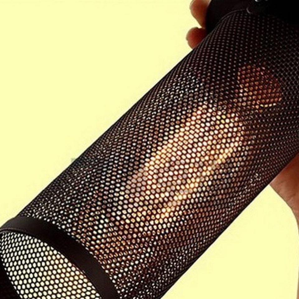 Industrial Black Mesh Cylinder Pendant Light