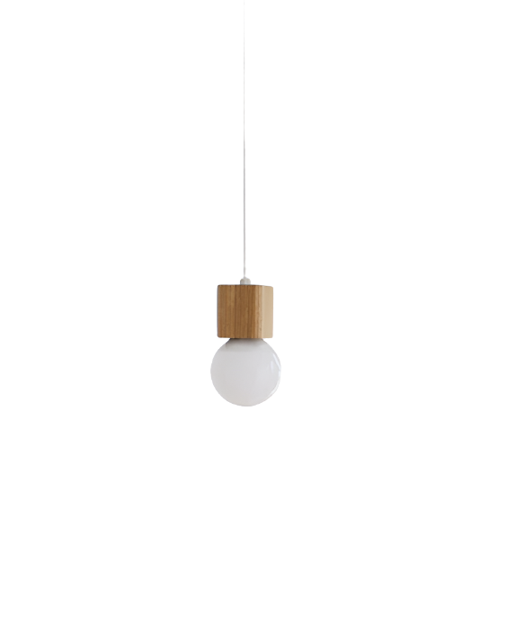 Modern Pendant Light with Wooden Cube Accents