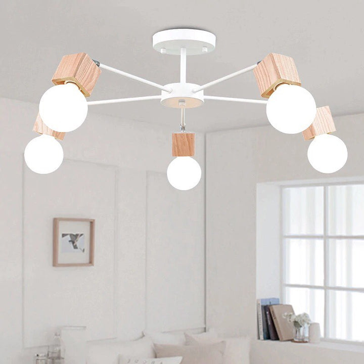 Contemporary Ceiling Light with Wooden Accents