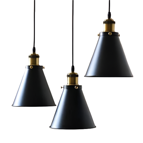 Industrial Pendant Light with Black Cone Shade