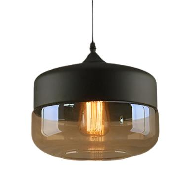 Modern Smoky Glass Pendant Lights with Black Accents