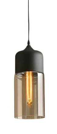 Modern Smoky Glass Pendant Lights with Black Accents