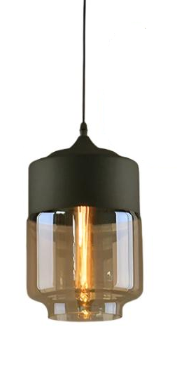 Modern Smoky Glass Pendant Lights with Black Accents