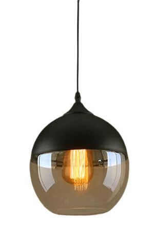 Modern Smoky Glass Pendant Lights with Black Accents