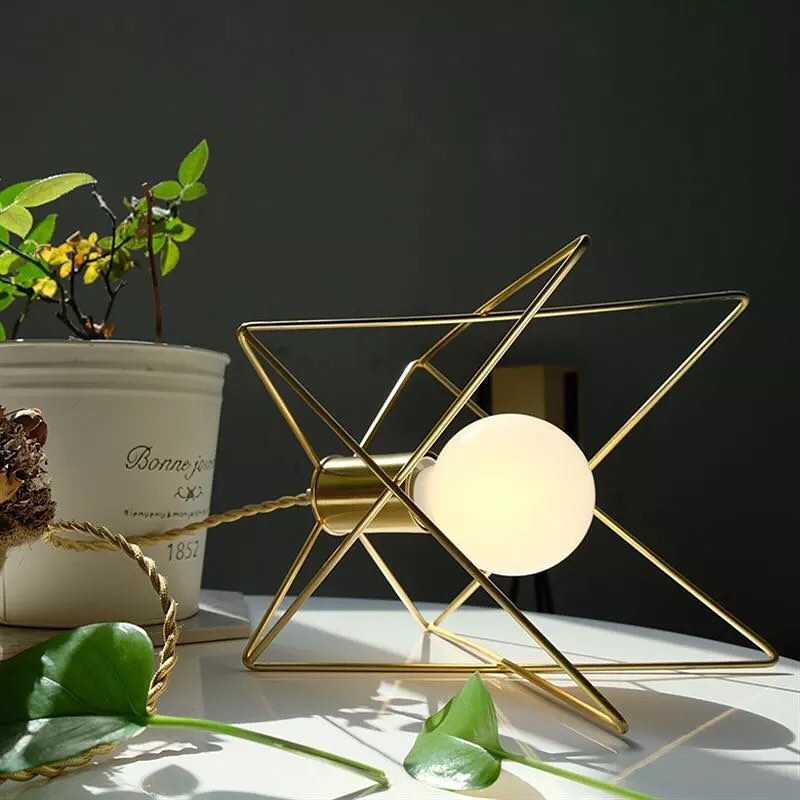 Geometric Table Lamp with Gold Finish