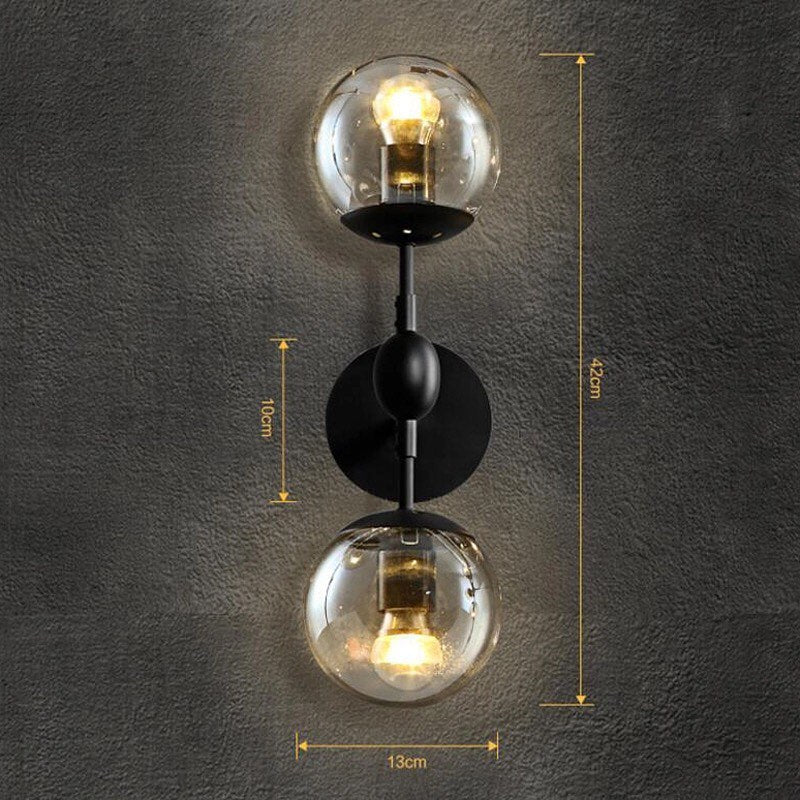 Modern Wall-Mounted Light with Dual Glass Globes