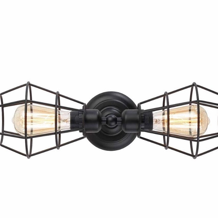 Industrial Wall Sconce Lights with Black Cage Design