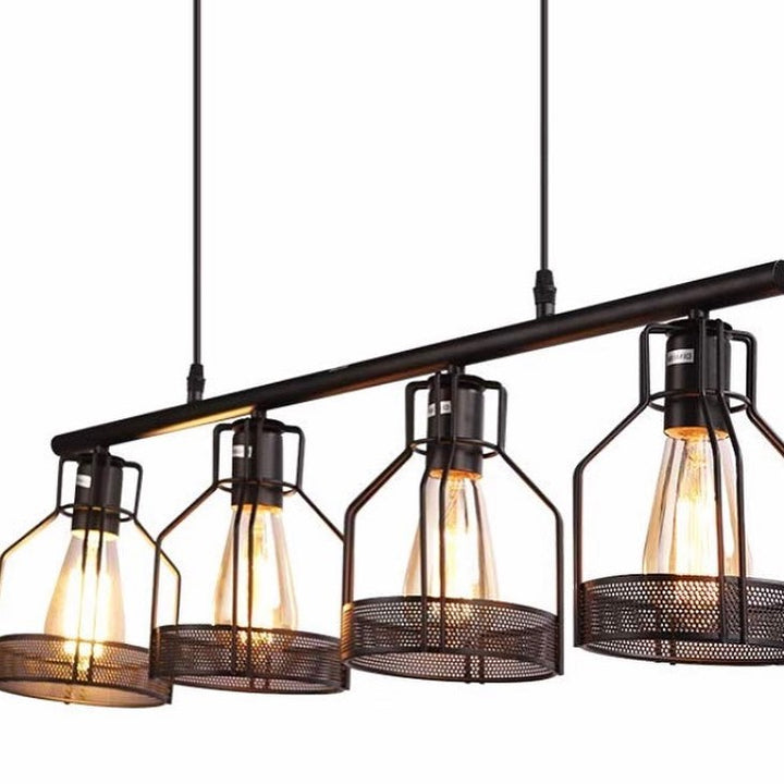 Industrial Pendant Lights with Black and Glass Design