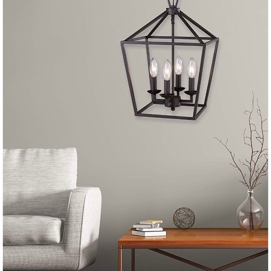 Geometric Pendant Light with Black Frame