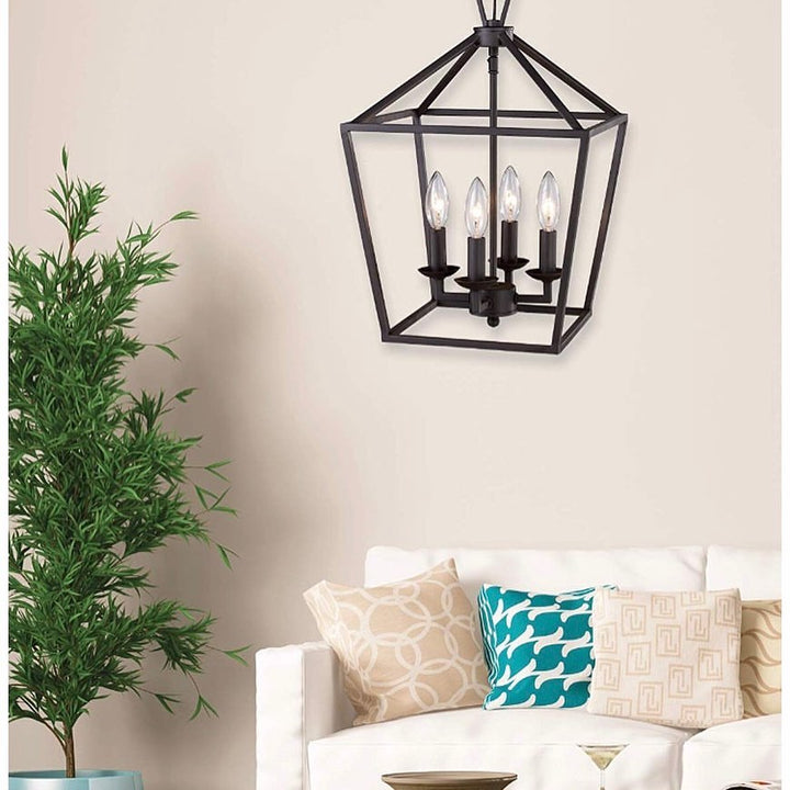 Geometric Pendant Light with Black Frame