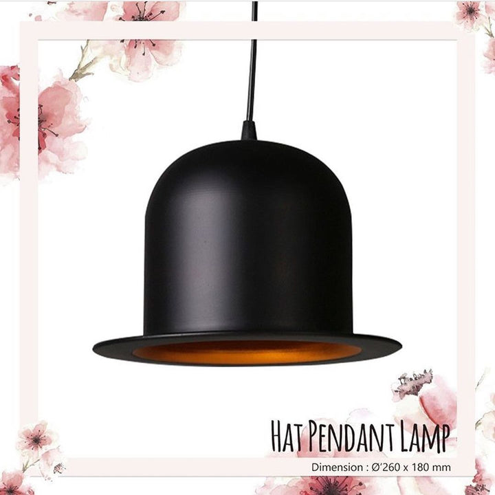 Modern Hat Pendant Lamp with Black Finish