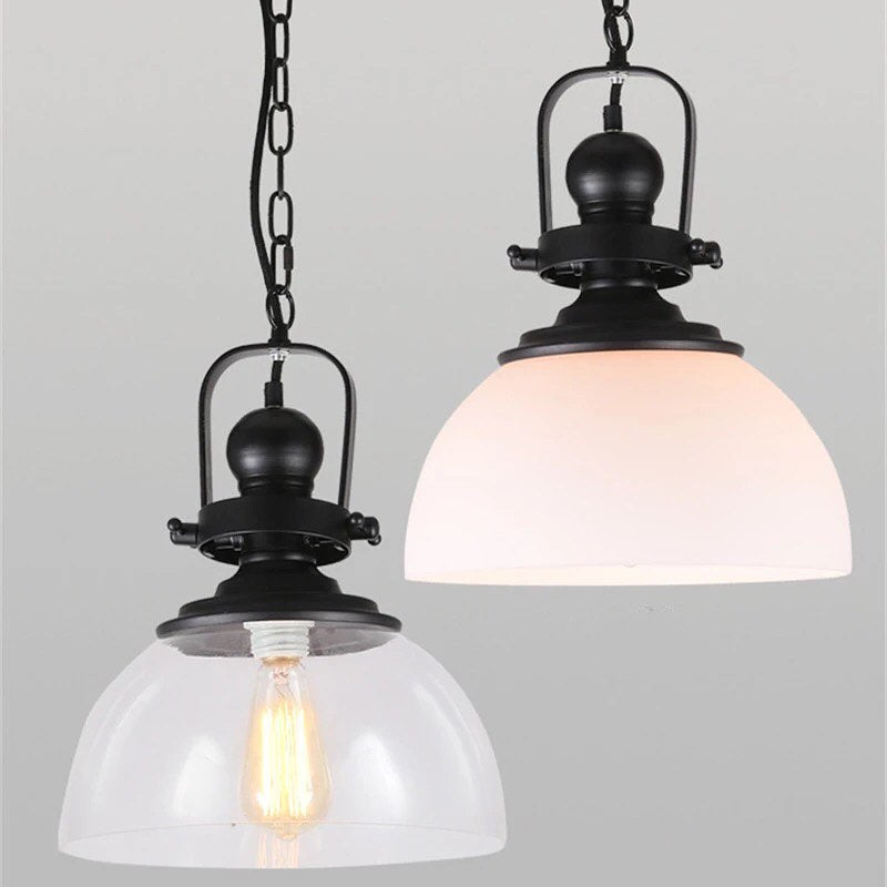 Industrial Pendant Lighting with Clear Glass Domes