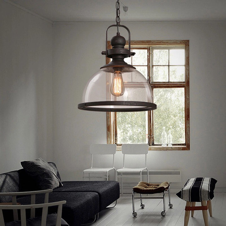 Industrial Pendant Lighting with Clear Glass Domes