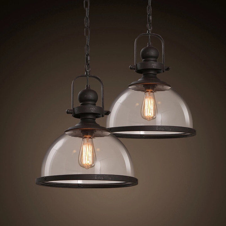 Industrial Pendant Lighting with Clear Glass Domes