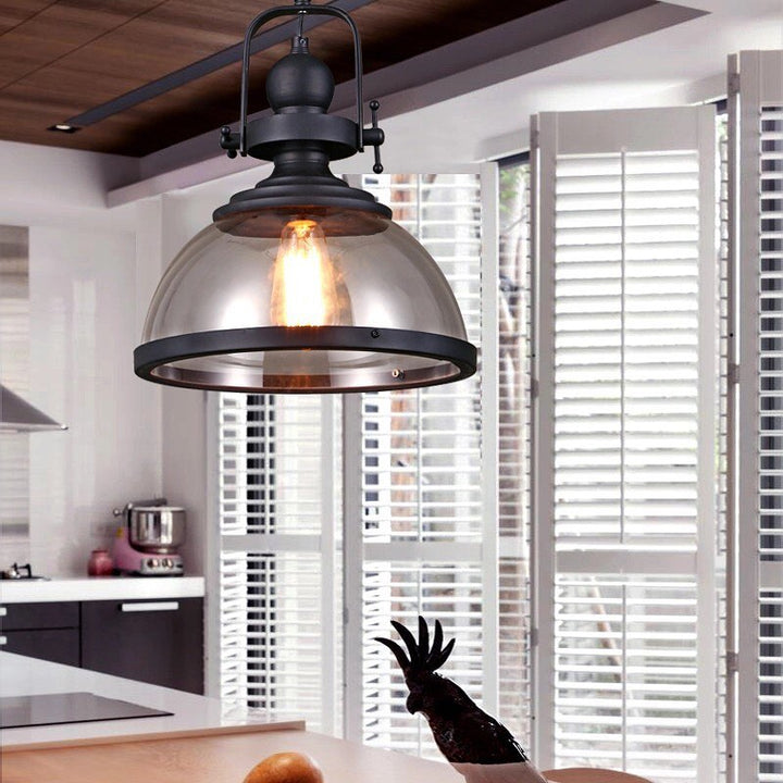 Industrial Pendant Lighting with Clear Glass Domes