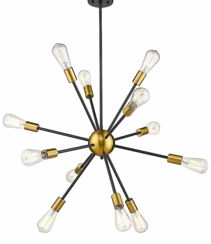 Modern Sputnik Chandelier with Black and Gold Finish