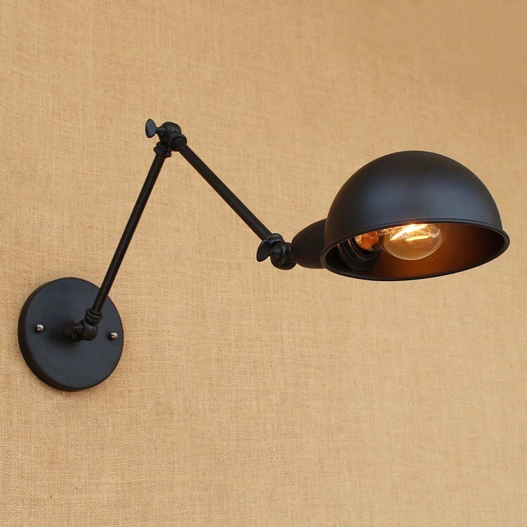 Industrial Adjustable Wall Light with Black and Gold Design