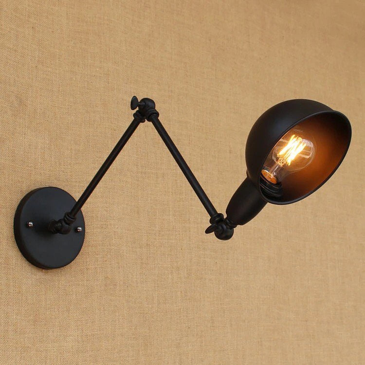 Industrial Adjustable Wall Light with Black and Gold Design