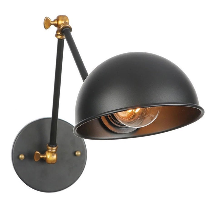 Industrial Adjustable Wall Light with Black and Gold Design