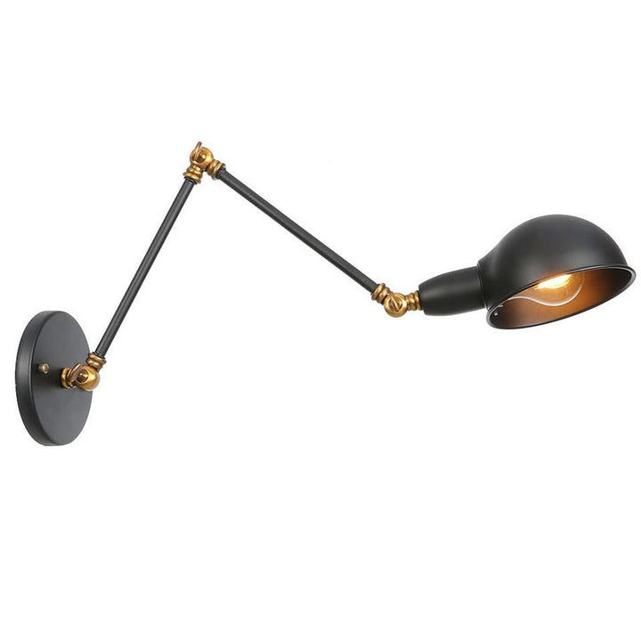 Industrial Adjustable Wall Light with Black and Gold Design