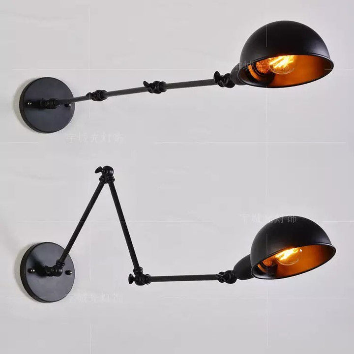 Industrial Adjustable Wall Light with Black and Gold Design