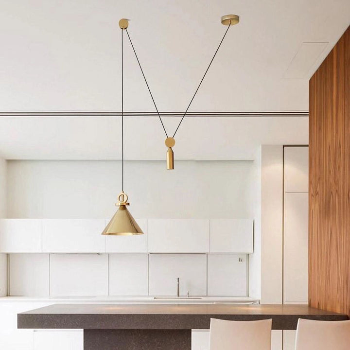 Modern Brass Adjustable Pendant Light