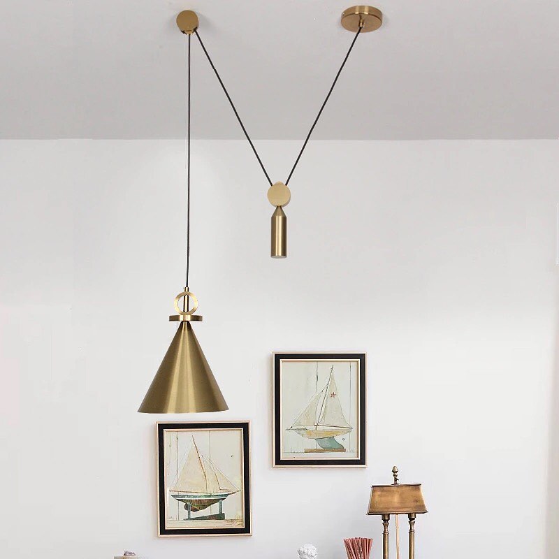 Modern Brass Adjustable Pendant Light