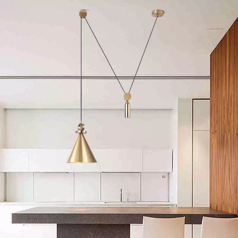 Modern Brass Adjustable Pendant Light