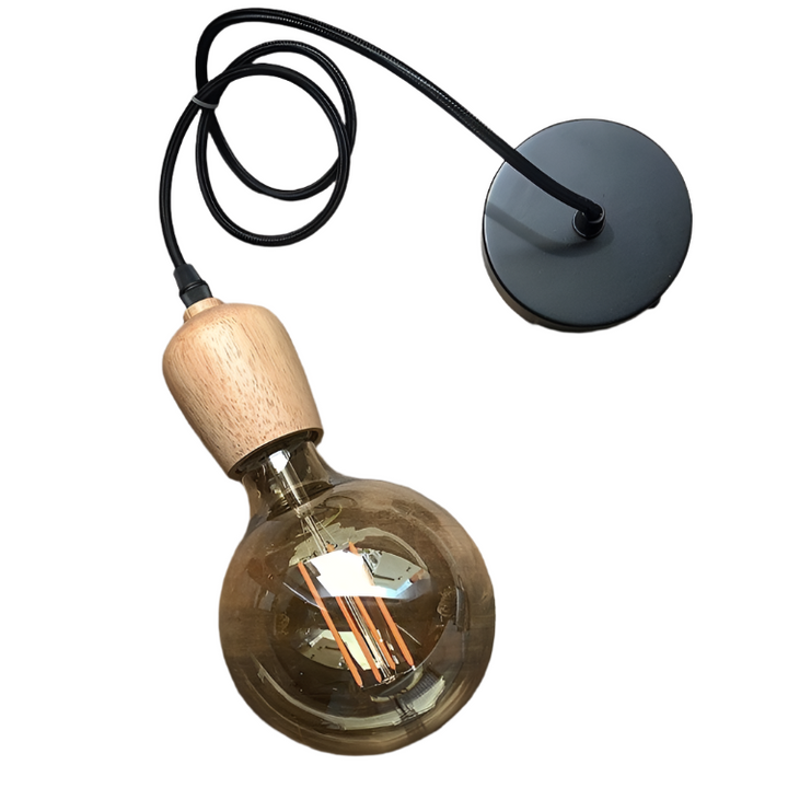 Modern Pendant Light with Wooden Socket