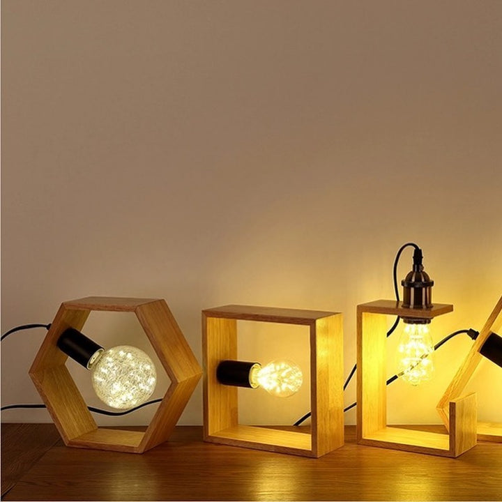 Geometric Wooden Table Lamps