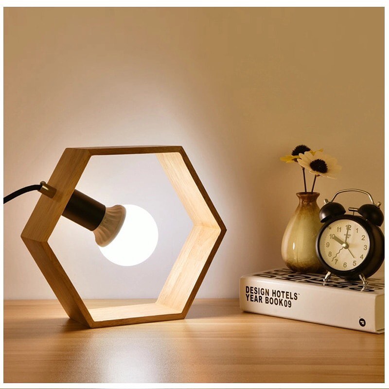 Geometric Wooden Table Lamps