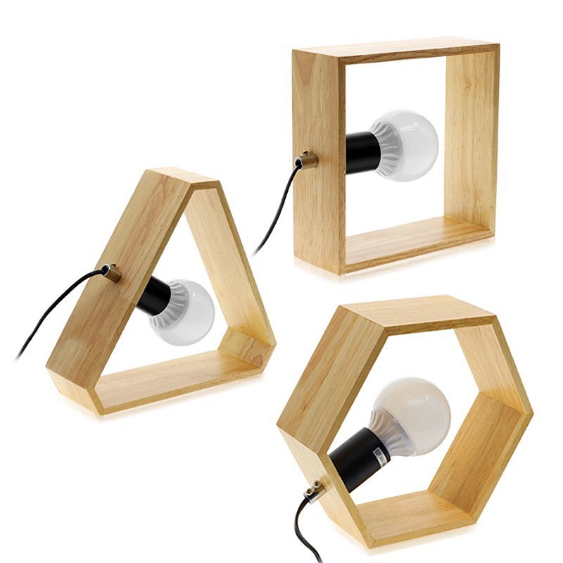 Geometric Wooden Table Lamps