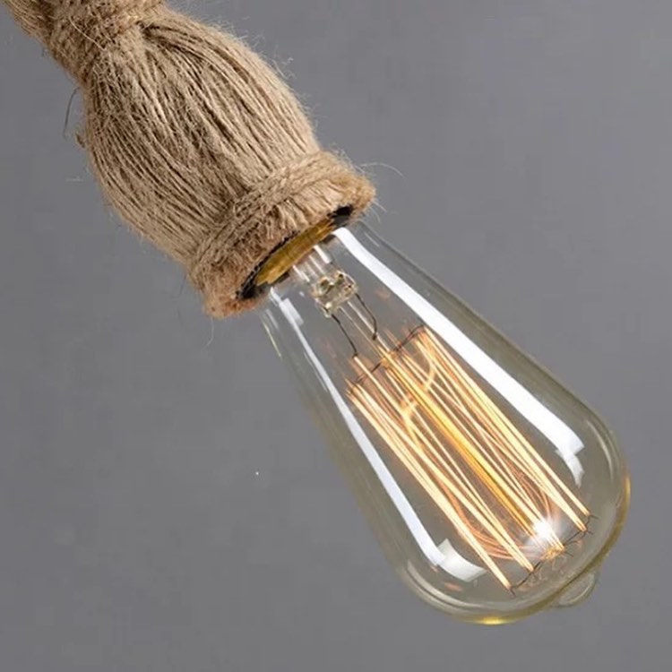 Rustic Rope Central Light Rustic Rope Pendant Light with Natural Wooden BaseBring a touch of rus ...