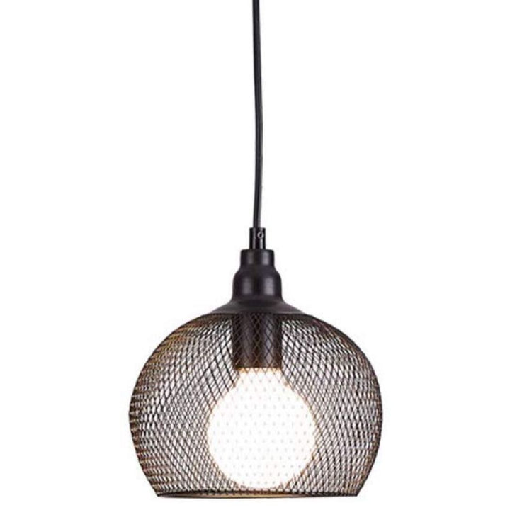 Industrial Pendant Light with Black Wire Mesh Shade