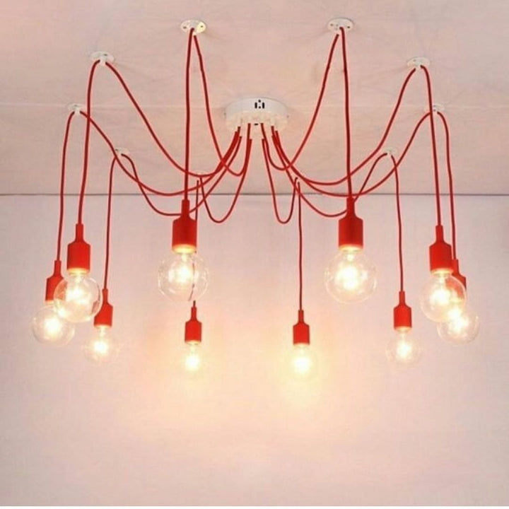 Modern Cluster Pendant Light with Red Cords