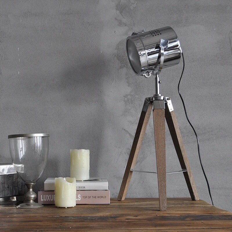 Vintage Tripod Table Lamp with Industrial Design