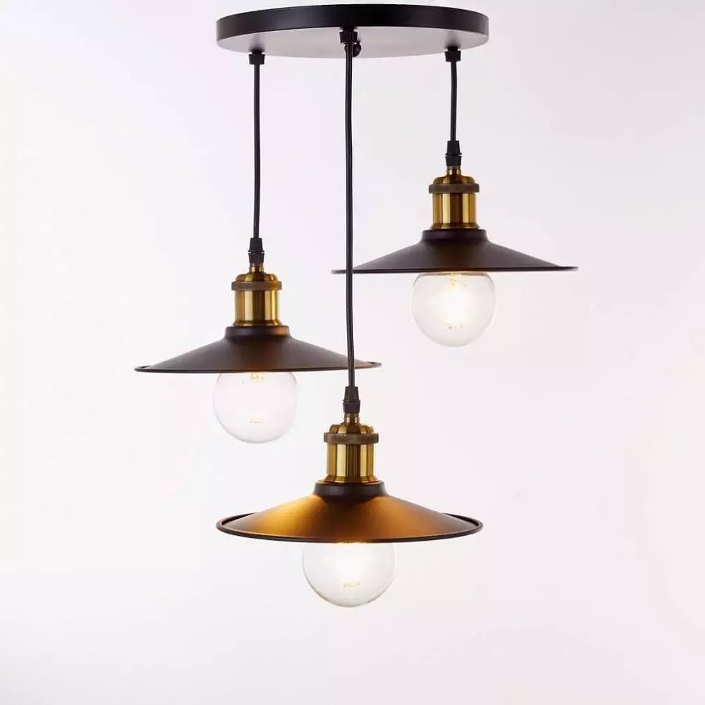 Industrial Pendant Light with Metallic Shades