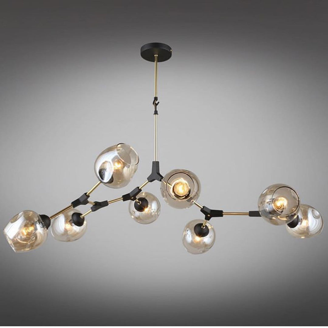 Modern Branch-Style Pendant Light with Glass Globes